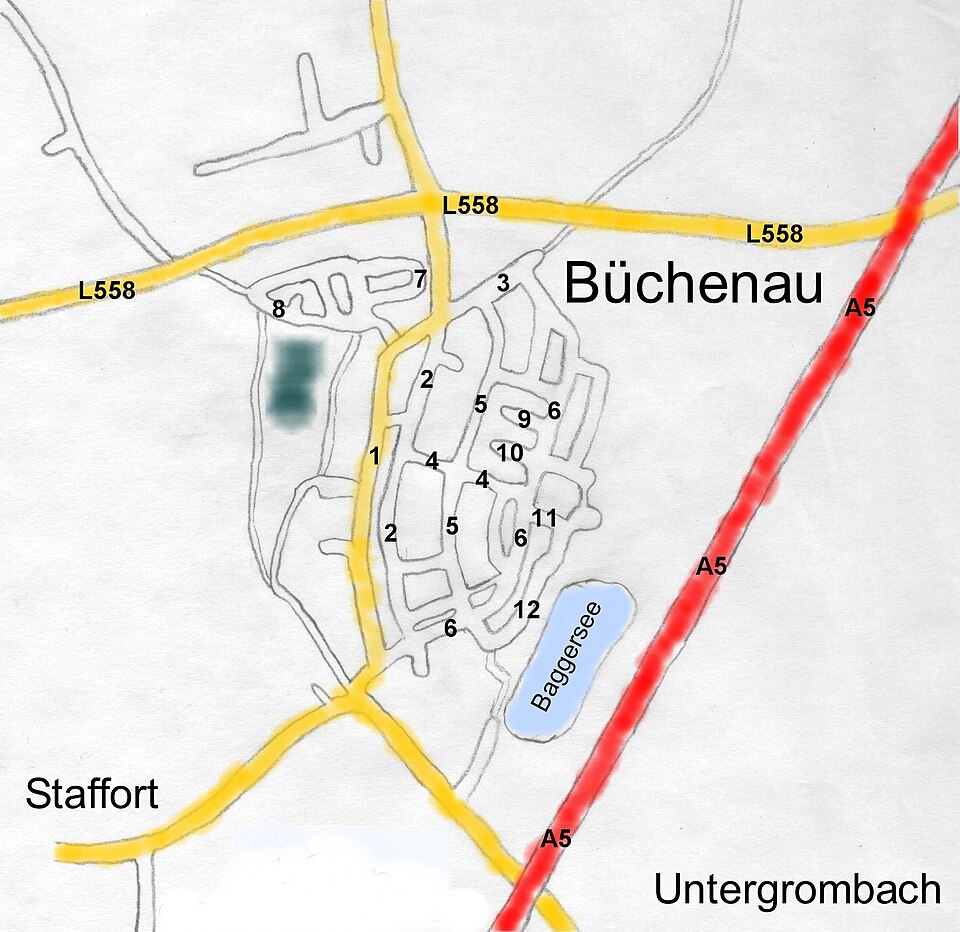 Ortsplan von Büchenau